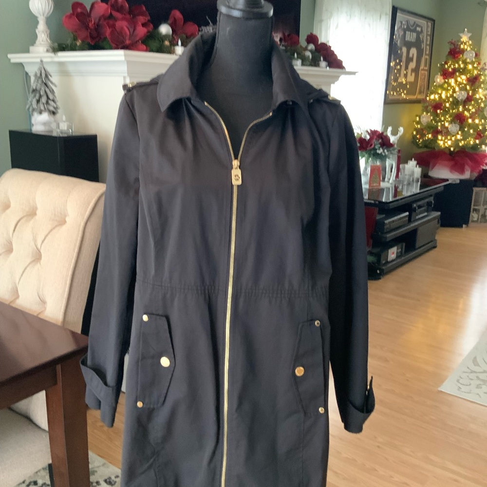 Michael Kors Black Utility Jacket with Gold Details